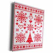 Christmas Cross Stitch Embroidery Sampler Red And White Museum Grade Canvas Wrap