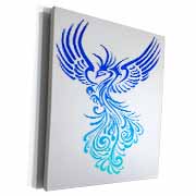 Rising From The Ashes Artistic Phoenix Aqua Blue Ombre On White Museum Grade Canvas Wrap