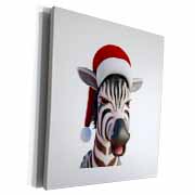 Christmas Zebra Funny Animal Wearing Santa Hat Museum Grade Canvas Wrap