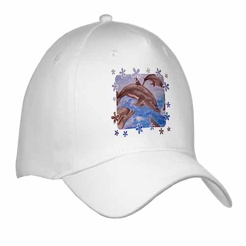 Dolphin Splash - animal, blue, cute, dolphin, dolphins, fish, mammals Cap