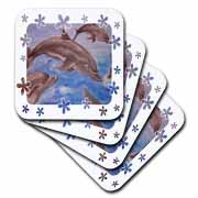 Dolphin Splash - animal, blue, cute, dolphin, dolphins, fish, mammals Coaster