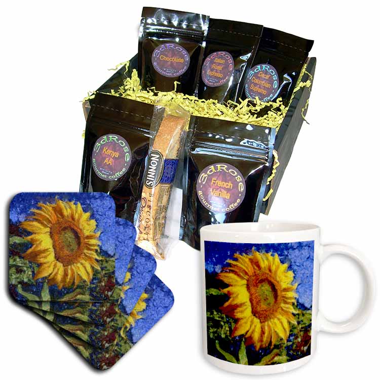 Sunflower In Van Gogh Style Coffee Gift Basket