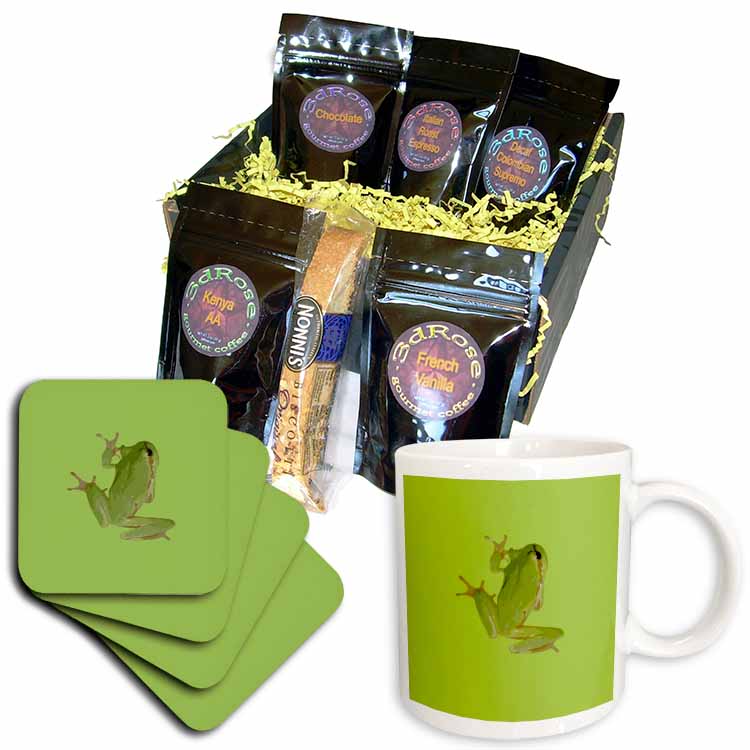 Cute Climbing Green Tree Frog Vector Art Coffee Gift Basket