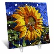 Sunflower In Van Gogh Style Desk Clock