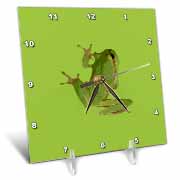 Cute Climbing Green Tree Frog Vector Art Desk Clock