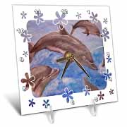 Dolphin Splash - animal, blue, cute, dolphin, dolphins, fish, mammals Desk Clock