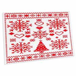 Christmas Cross Stitch Embroidery Sampler Red And White Desk Pad Place Mat