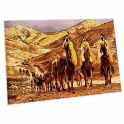 The Magi homage to Tissot and painting of three kings on camels Desk Pad Place Mat