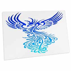 Rising From The Ashes Artistic Phoenix Aqua Blue Ombre On White Desk Pad Place Mat