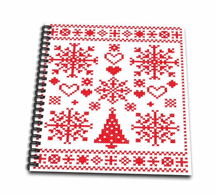 Christmas Cross Stitch Embroidery Sampler Red And White Drawing Book