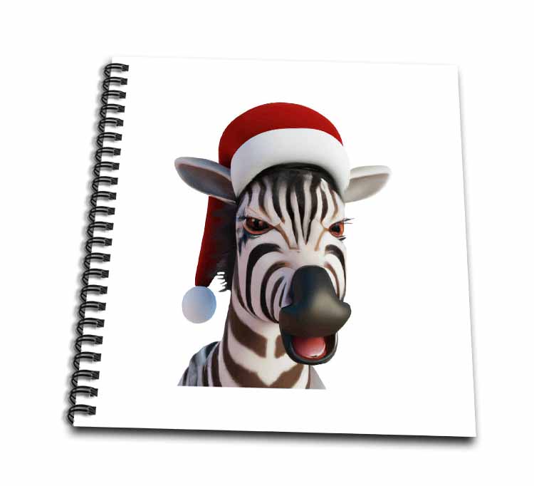 Christmas Zebra Funny Animal Wearing Santa Hat Drawing Book