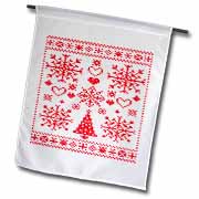 Christmas Cross Stitch Embroidery Sampler Red And White Flag