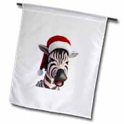 Christmas Zebra Funny Animal Wearing Santa Hat Flag