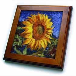 Sunflower In Van Gogh Style Framed Tile