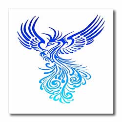 Rising From The Ashes Artistic Phoenix Aqua Blue Ombre On White Iron on Heat Transfer