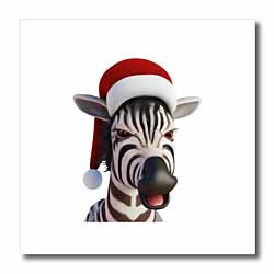 Christmas Zebra Funny Animal Wearing Santa Hat Iron on Heat Transfer