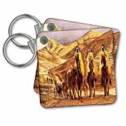 The Magi homage to Tissot and painting of three kings on camels Key Chain