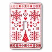 Christmas Cross Stitch Embroidery Sampler Red And White Light Switch Cover