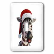 Christmas Zebra Funny Animal Wearing Santa Hat Light Switch Cover