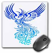 Rising From The Ashes Artistic Phoenix Aqua Blue Ombre On White Mouse Pad