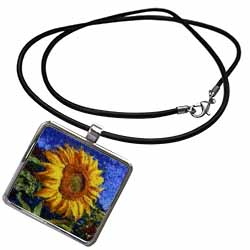 Sunflower In Van Gogh Style Necklace With Pendant