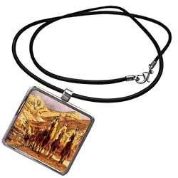 The Magi homage to Tissot and painting of three kings on camels Necklace With Pendant