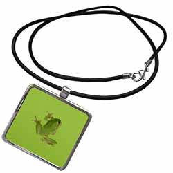 Cute Climbing Green Tree Frog Vector Art Necklace With Pendant