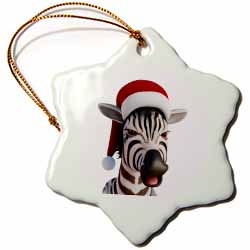 Christmas Zebra Funny Animal Wearing Santa Hat Ornament