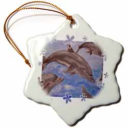 Dolphin Splash - animal, blue, cute, dolphin, dolphins, fish, mammals Ornament