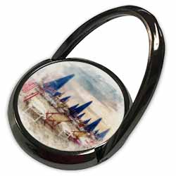 Image Of Watercolor Beach Chairs and Umbrella Art Phone Ring