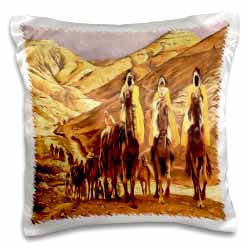 The Magi homage to Tissot and painting of three kings on camels Pillow Case