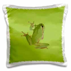 Cute Climbing Green Tree Frog Vector Art Pillow Case