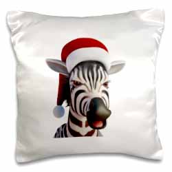 Christmas Zebra Funny Animal Wearing Santa Hat Pillow Case