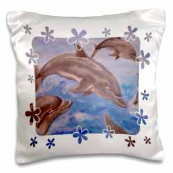 Dolphin Splash - animal, blue, cute, dolphin, dolphins, fish, mammals Pillow Case