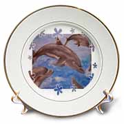 Dolphin Splash - animal, blue, cute, dolphin, dolphins, fish, mammals Plate