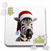 Christmas Zebra Funny Animal Wearing Santa Hat Puzzle