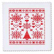 Christmas Cross Stitch Embroidery Sampler Red And White Quilt Square