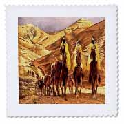 The Magi homage to Tissot and painting of three kings on camels Quilt Square