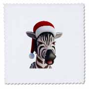 Christmas Zebra Funny Animal Wearing Santa Hat Quilt Square