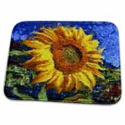 Sunflower In Van Gogh Style Bathroom Bath Rug Mat