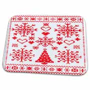 Christmas Cross Stitch Embroidery Sampler Red And White Bathroom Bath Rug Mat