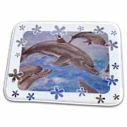 Dolphin Splash - animal, blue, cute, dolphin, dolphins, fish, mammals Bathroom Bath Rug Mat