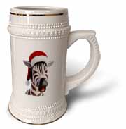 Christmas Zebra Funny Animal Wearing Santa Hat Stein Mug