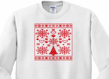 Christmas Cross Stitch Embroidery Sampler Red And White Sweatshirt