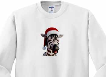 Christmas Zebra Funny Animal Wearing Santa Hat Sweatshirt