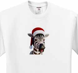 Christmas Zebra Funny Animal Wearing Santa Hat T-Shirt