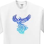 click on Rising From The Ashes Artistic Phoenix Aqua Blue Ombre On White to enlarge!