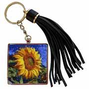 Sunflower In Van Gogh Style Tassel Key Chain