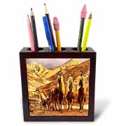 The Magi homage to Tissot and painting of three kings on camels Tile Pen Holder