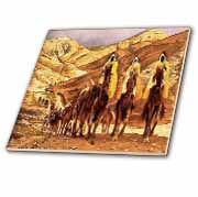 The Magi homage to Tissot and painting of three kings on camels Tile